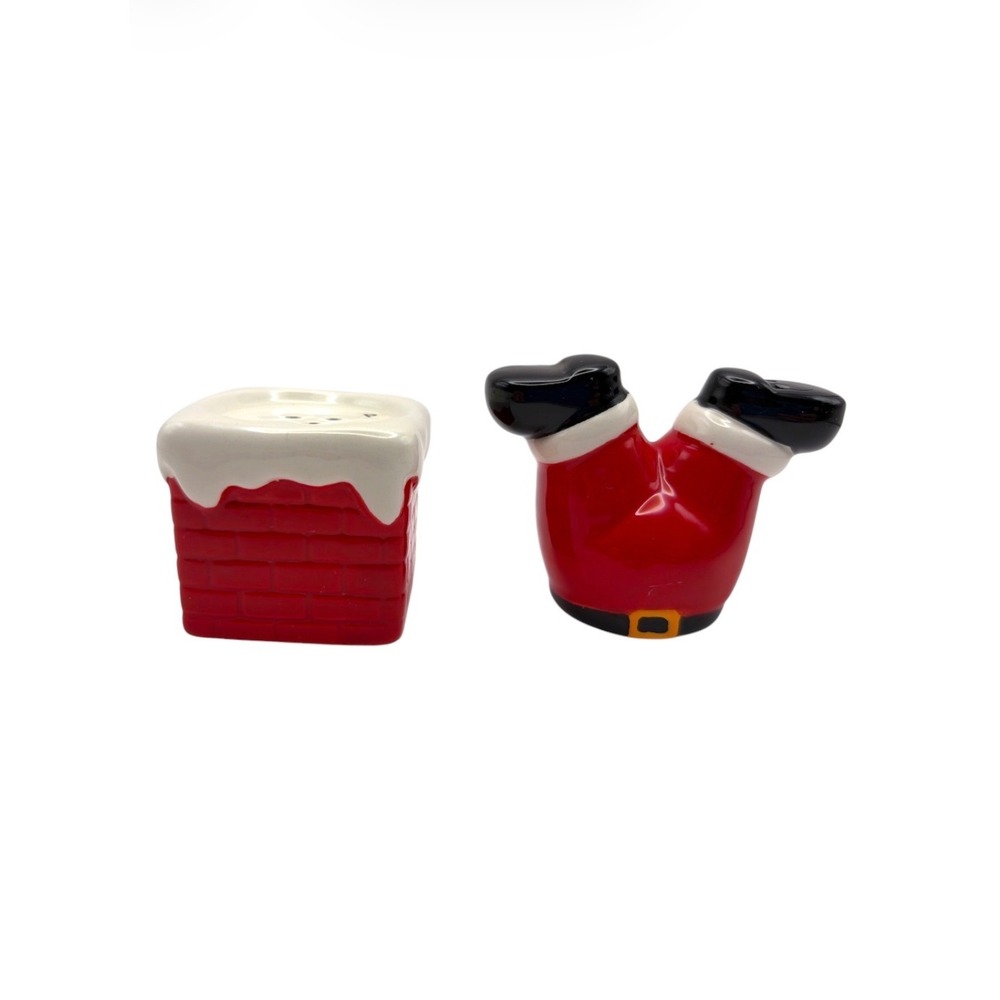 Pier 1 Imports Santa Legs Chimney Salt and Pepper Shakers Set Christmas Holiday